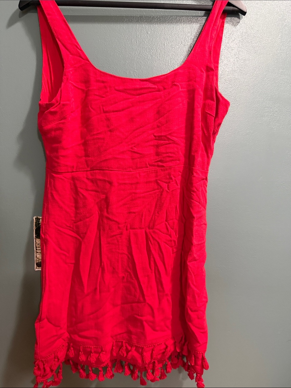 Lulu's Red Sleeveless Tassel-Hem Mini Dress